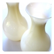 a large and shapely pair of murano 1970's butter-cream cased glass vases