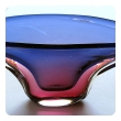 a large and impressive murano mid-century elliptical-form glass bowl in hues of blue and aubergine; by seguso