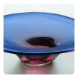 a large and impressive murano mid-century elliptical-form glass bowl in hues of blue and aubergine; by seguso