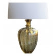a thickly-modeled murano mid-century smoky bullicante glass lamp; foil label 'made in italy, murano'