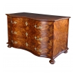 a handsome and good quality german baroque serpentine-form parquetry and walnut-veneered 3-drawer chest