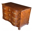 a handsome and good quality german baroque serpentine-form parquetry and walnut-veneered 3-drawer chest