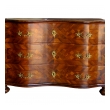 a handsome and good quality german baroque serpentine-form parquetry and walnut-veneered 3-drawer chest