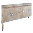 a stylish french mid-century 2-door cerused oak sideboard with silver-leaf star relief motifs