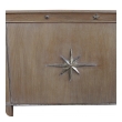 a stylish french mid-century 2-door cerused oak sideboard with silver-leaf star relief motifs