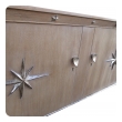 a stylish french mid-century 2-door cerused oak sideboard with silver-leaf star relief motifs