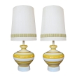 a vibrant and large-scaled pair of italian 1960's ovoid-shaped ceramic lamps with bold horizontal striping