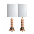 a good quality pair of french art deco rosso-pistalo marble columnar lamps with gilt-bronze and brass mounts