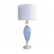 a tall and striking italian mid-century periwinkle art glass lamp with carerra marble mounts; made for Marbro Lighting, Los Angeles