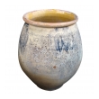 a large french earthenware confit pot with yellow-glazed interior