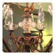 an elegant french 1940's gilt metal 6-light chandelier with crystal pendants