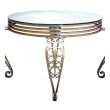 a shapely french art deco gilt iron circular table with mirrored top