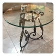 a charming french art deco wrought iron side table with glass top