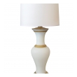 a large-scaled and shapely american 1960's white frosted glass baluster-form lamp with gilt highlights; by Marbro Lamp Co, Los Angeles
