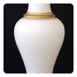 a large-scaled and shapely american 1960's white frosted glass baluster-form lamp with gilt highlights; by Marbro Lamp Co, Los Angeles