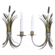 a stylish pair of french mid-century nickel, brass and bronze sconces of tied cattails; by maison charles, paris (stamped 'charles')