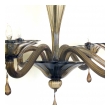 an elegant murano 1930's napoleone martinuzzi for venini 6-light chandelier of charcoal-brown glass
