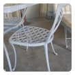 a stylish american 1960's five piece aluminum patio set with square glass-top table and 4 side chairs; by brown jordan