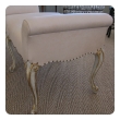 a shapely french louis XV style pale green painted and parcel-gilt double-seated bench