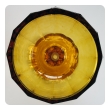a heavy and thickly-modeled bohemian mid-century pedestal bowl of honey-colored glass; by moser glassworks