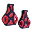 a shapely pair of west german roth keramik art pottery 'fat lava' guitar vases with red glaze