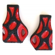 a shapely pair of west german roth keramik art pottery 'fat lava' guitar vases with red glaze