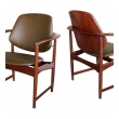 a mod pair of danish arne hovman-olsen 1960's teak armchairs with leather upholstery