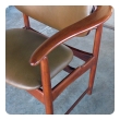 a mod pair of danish arne hovman-olsen 1960's teak armchairs with leather upholstery