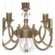 quality french mid-century brass 6-arm chandelier fitted with glass orbs