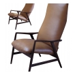 stylish danish modern Alf Svensson for Fritz Hansen 1960's stained teak 2-position reclining lounge chair