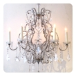  lustrous and graceful italian rococo style cage-form beaded 6-light chandelier with crystal pendants, flowers and swags