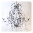  lustrous and graceful italian rococo style cage-form beaded 6-light chandelier with crystal pendants, flowers and swags