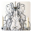  lustrous and graceful italian rococo style cage-form beaded 6-light chandelier with crystal pendants, flowers and swags