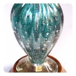 a luminous murano mid-century teal art glass silver aventurine lamp by barovier & toso