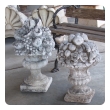 charming english neoclassical style cast stone urn with floral and fruit bouquet 