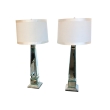 epoca san francisco: A Tall and Shimmering Pair of Beveled Mirror Obelisk-Form Lamps