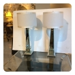 epoca san francisco: A Tall and Shimmering Pair of Beveled Mirror Obelisk-Form Lamps
