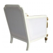 stylish french art deco set of 3 ivory painted and parcel-gilt club chairs