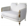  a stylish french art deco ivory painted and parcel-gilt settee