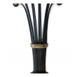  lyrical and large-scaled american 1960's black painted wrought iron 6-arm wall sconces with gilt highlights
