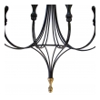  lyrical and large-scaled american 1960's black painted wrought iron 6-arm wall sconces with gilt highlights