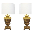 good quality pair of american 1960's frederick cooper campagna-form solid brass lamps 