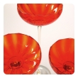 vibrant set of 3 murano 1960's orange glass compotes on clear glass stems