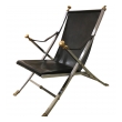 good quality and chic 1960's brushed steel, bronze and leather campaign chair designed by Otto Parzinger for Maison Jansen