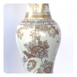 elegant pair of 19th century chinese baluster form vases now mounted as lamps with gilt decoration on a white ground