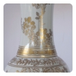 elegant pair of 19th century chinese baluster form vases now mounted as lamps with gilt decoration on a white ground