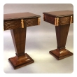  chic pair of Grosfeld House 1940's mahogany and parcel-gilt single-drawer pedestal tables