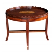 a handsome english george III style oval inlaid tray on stand