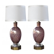 a good quality pair of murano seguso mid-century aubergine glass lamps