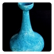 an impressive american 1960's Jaru pottery bottle-form teal-glazed vase/vesssel with original label